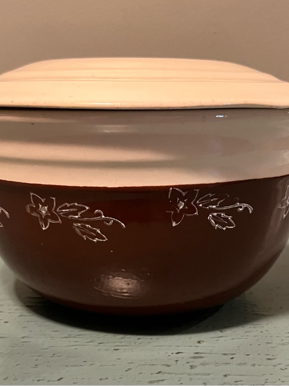 Oxford Brown and Cream Floral Ceramic Storage Jar